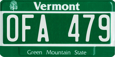 VT license plate OFA479