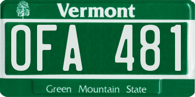 VT license plate OFA481