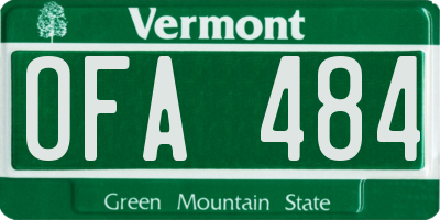 VT license plate OFA484