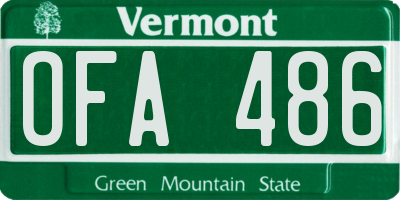 VT license plate OFA486