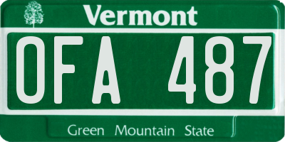 VT license plate OFA487