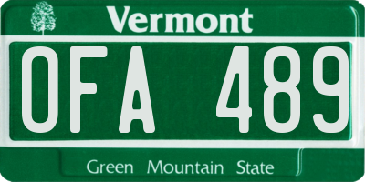 VT license plate OFA489