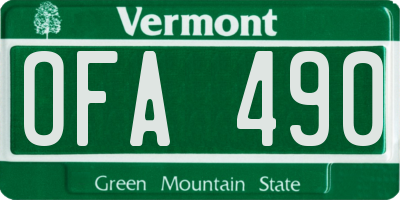 VT license plate OFA490