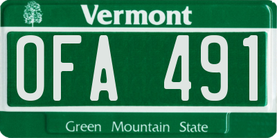 VT license plate OFA491