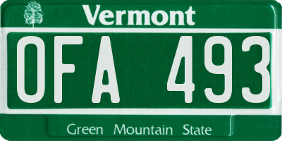 VT license plate OFA493