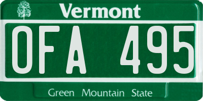 VT license plate OFA495