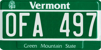 VT license plate OFA497