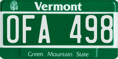VT license plate OFA498
