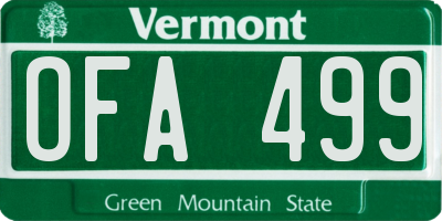 VT license plate OFA499