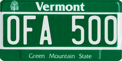 VT license plate OFA500