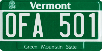 VT license plate OFA501