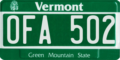 VT license plate OFA502