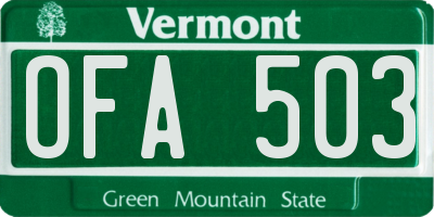 VT license plate OFA503