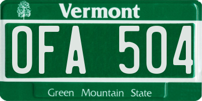 VT license plate OFA504