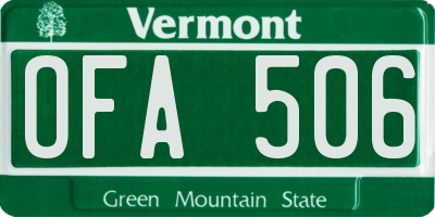 VT license plate OFA506