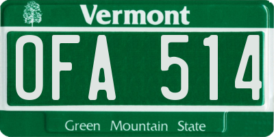 VT license plate OFA514