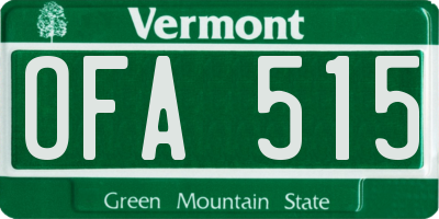 VT license plate OFA515