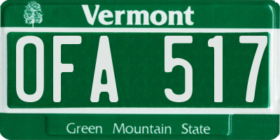 VT license plate OFA517