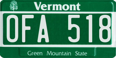 VT license plate OFA518