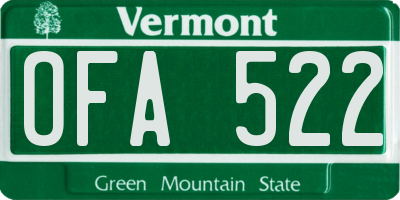 VT license plate OFA522