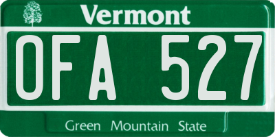 VT license plate OFA527