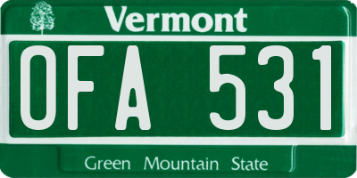 VT license plate OFA531