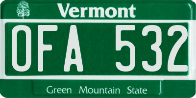 VT license plate OFA532