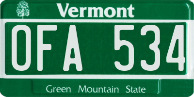 VT license plate OFA534