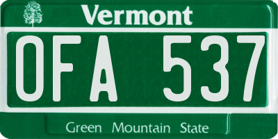 VT license plate OFA537
