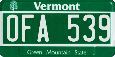 VT license plate OFA539