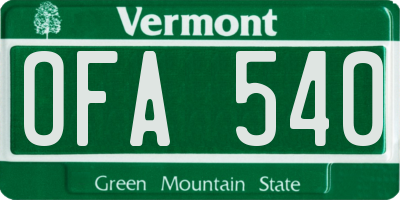 VT license plate OFA540