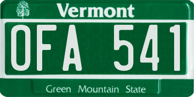 VT license plate OFA541
