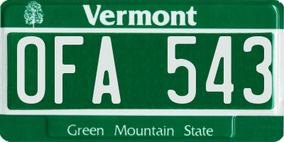 VT license plate OFA543