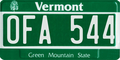 VT license plate OFA544