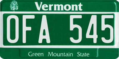 VT license plate OFA545