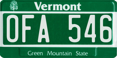 VT license plate OFA546