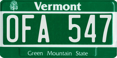 VT license plate OFA547