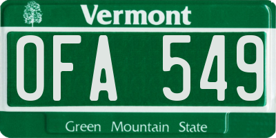 VT license plate OFA549