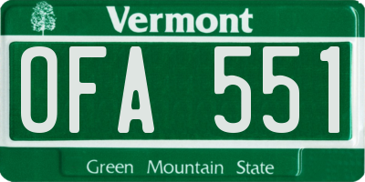 VT license plate OFA551