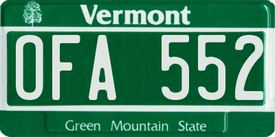 VT license plate OFA552