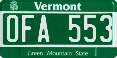 VT license plate OFA553