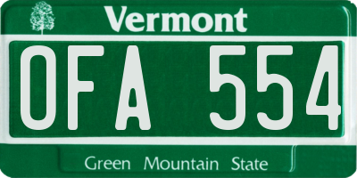VT license plate OFA554