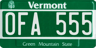 VT license plate OFA555