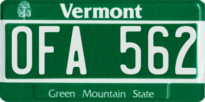 VT license plate OFA562