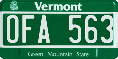 VT license plate OFA563