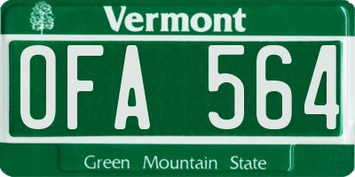 VT license plate OFA564