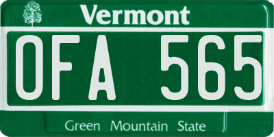 VT license plate OFA565
