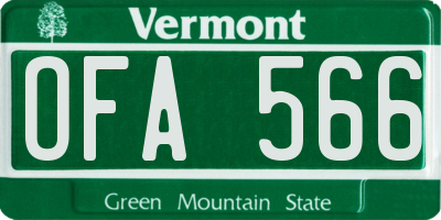 VT license plate OFA566
