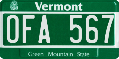 VT license plate OFA567