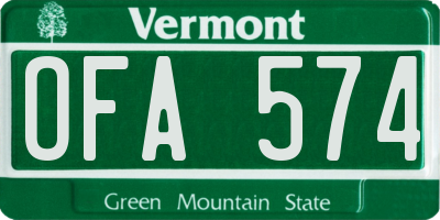 VT license plate OFA574